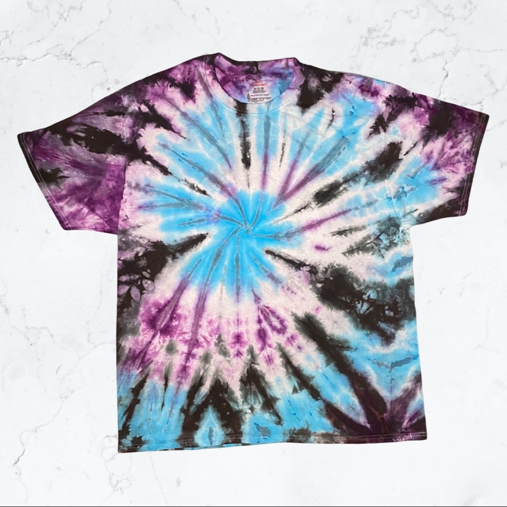 Multi-Coloured Tie Dye Spiral Tee